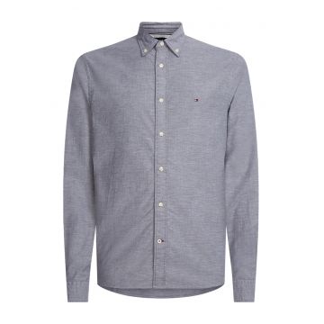 Camasa regular fit cu logo discret si guler Oxford - Gri cenusiu