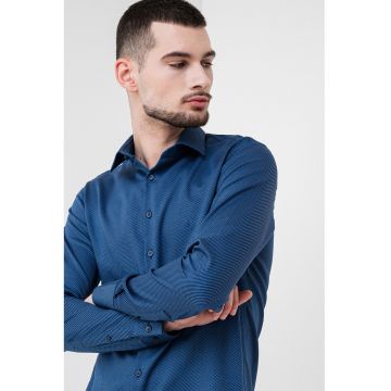 Camasa uni cu guler ascutit - Negru/Albastru