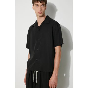 MKI MIYUKI ZOKU camasa Tencel Vacation Shirt barbati, culoarea negru, relaxed, TENCEL.VACATION.SHIRT