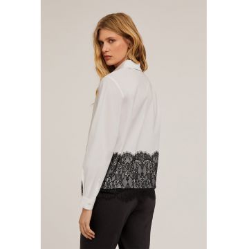 Camasa cu model uni si garnitura din dantela