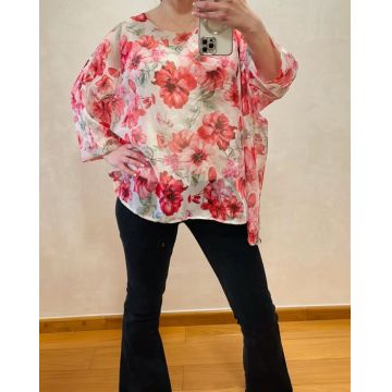 Bluza lejera cu imprimeu floral, marime universala