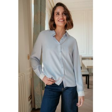 Camasa albastra premium cu detalii brodate - ASD93129 16918