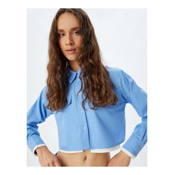 Camasa crop cu model suprapus