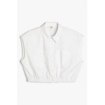 Camasa crop de bumbac fara maneci