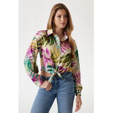 Camasa crop din satin