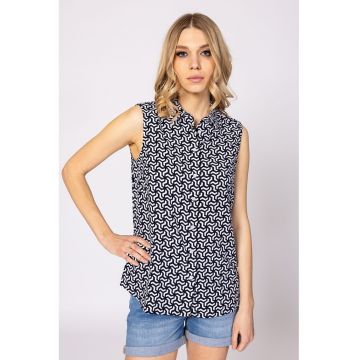 Camasa cu model geometric - fara maneci Ruanna