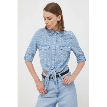 Camasa -  cu prindre frontala si lacetela Sangallo - Albastru