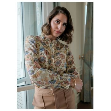 Camasa dama bej cu imprimeu floral ASD93299 M9 17147