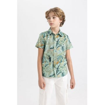 Camasa de bumbac cu model tropical