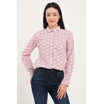 Camasa din amestec de bumbac cu model - Roz