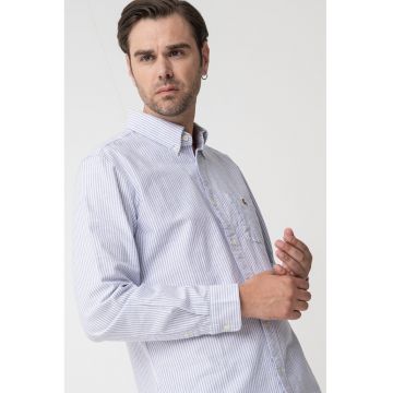 Camasa din amestec de bumbac organic cu model in dungi si guler Oxford