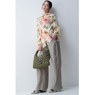 Camasa din amestec de in cu model floral