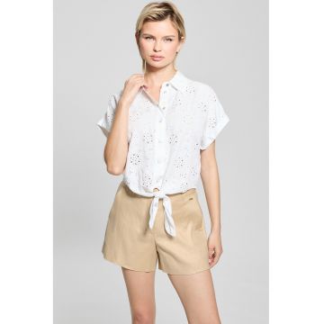 Camasa din lyocell cu broderie si maneci scurte