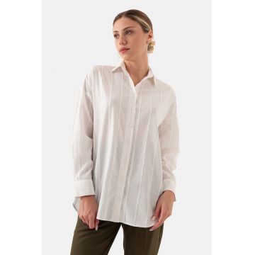 Camasa lejera cu model in dungi - Alb murdar