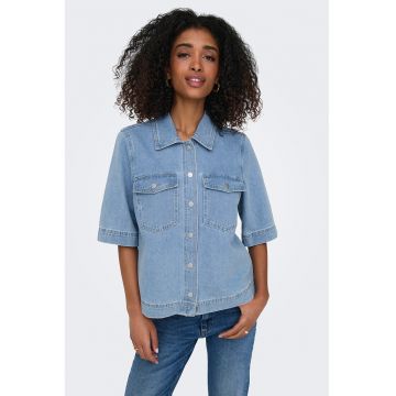 Camasa lejera de denim cu buzunare pe piept