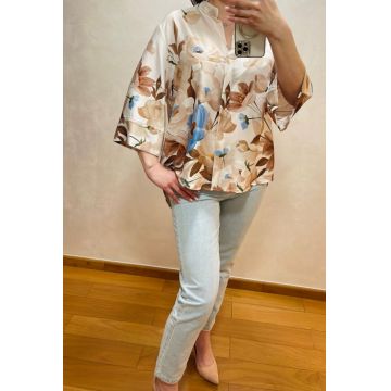 Camasa lejera din satin cu imprimeu floral ,   Marime universala