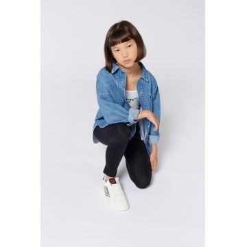 Camasa supradimensionata din denim cu logo aplicat