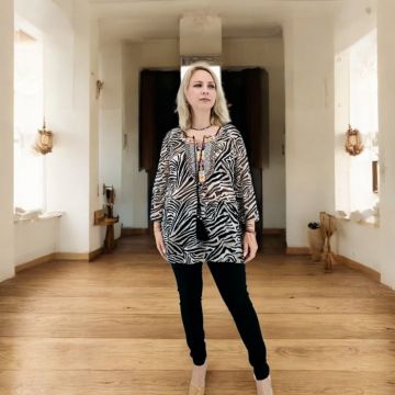 Bluza lejera din voal cu imprimeu animal print