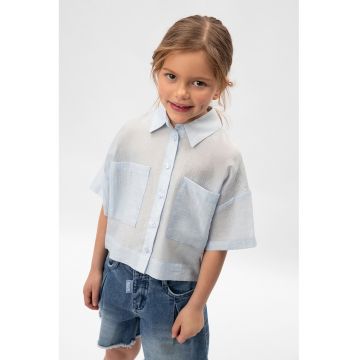 Camasa crop cu buzunare aplicate