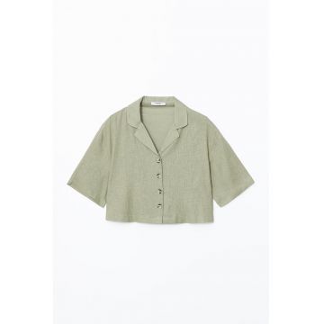 Camasa crop cu decolteu in V