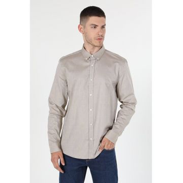 Camasa Cu Maneca Lunga De Barbati Ecru Slim Fit
