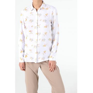 Camasa Cu Maneca Lunga De Dama Alb -Slim Fit