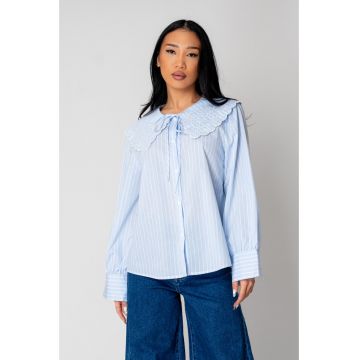 Camasa cu maneca lunga si guler brodat Blue/White 15509