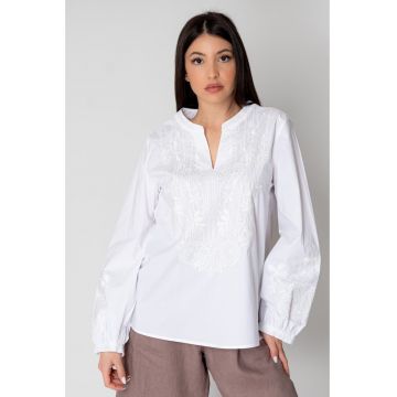 Camasa cu maneca lunga tip IE cu broderie Off White 15511