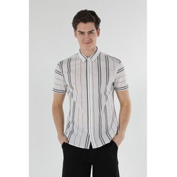 Camasa Cu Maneca Scurta De Barbati Alb Slim Fit