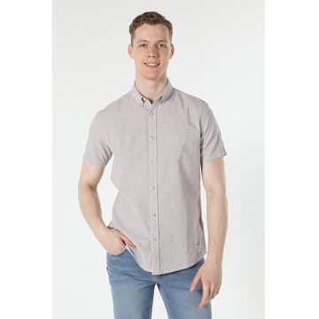 Camasa Cu Maneca Scurta De Barbati Bej Regular Fit - 65497