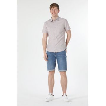 Camasa Cu Maneca Scurta De Barbati Bej Slim Fit