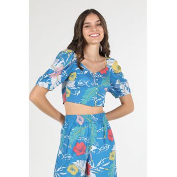 Camasa Cu Maneca Scurta De Dama Multicolor Slim Fit-