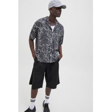 Camasa cu maneci scurte si model - Negru/Alb optic