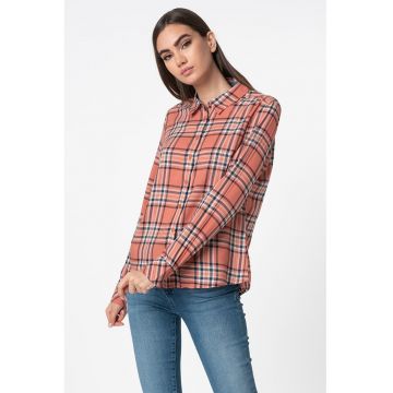 Camasa cu model in carouri Emma - Portocaliu stins/Bleumarin