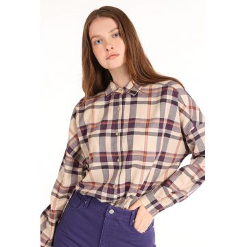 Camasa cu model in carouri si maneci cazute