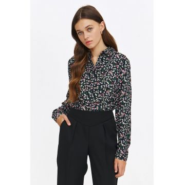 Camasa cu model si guler clasic - Alb/Verde/Albastru ultramarin