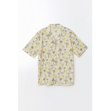 Camasa de bumbac cu imprimeu tropical
