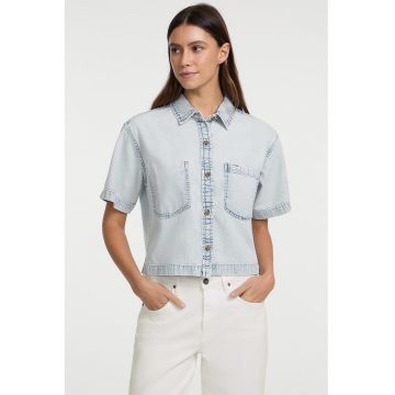 Camasa de denim cu aspect decolorat