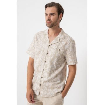 Camasa din amestec de in cu model floral