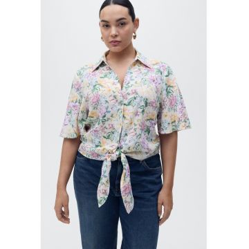 Camasa din amestec de in cu model floral