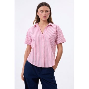 Camasa din bumbac si in cu maneci scurte si model in dungi