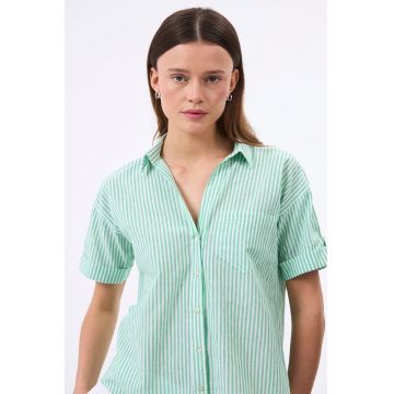 Camasa din bumbac si in cu maneci scurte si model in dungi