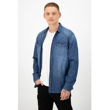 Camasa din denim cu aspect decolorat