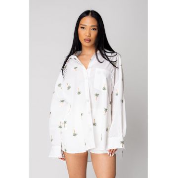 Camasa Femei cu broderie palmieri White 16382