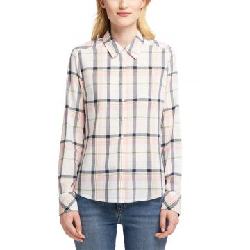 Camasa in carouri cu terminatie rotunjita - Alb/Roz/Gri inchis