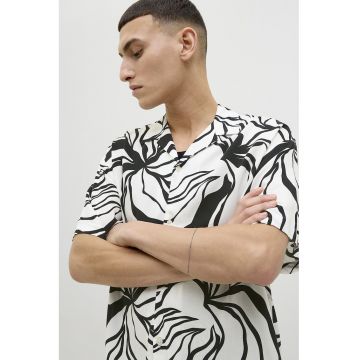 Camasa lejera cu model Jeff - Alb/Negru