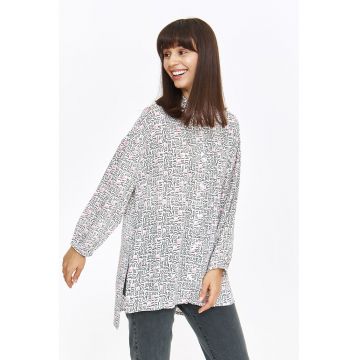 Camasa lejera cu model text - Alb/Negru/Roz