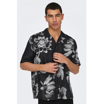 Camasa regular fit cu imprimeu - Negru