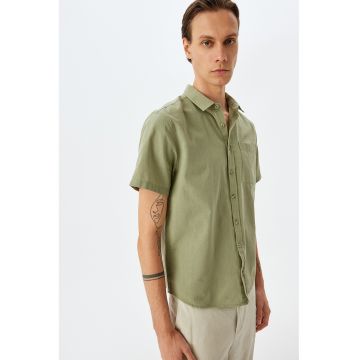 Camasa slim fit din bumbac cu buzunar pe piept