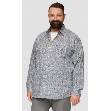 Camasa barbati big sizes - cu maneca lunga si imprimeu floral - Slim Fit - Alb